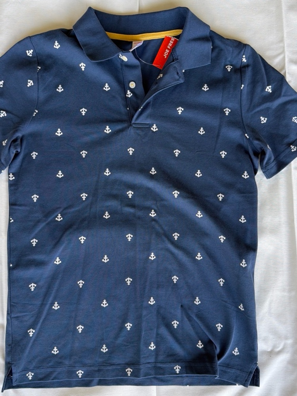 Joe Fresh Navy Polo with White Anchor Print